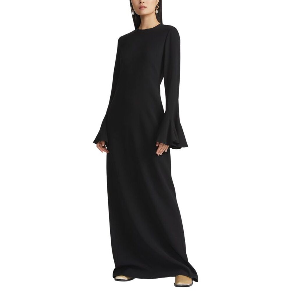Lafayette 148 New York Womens Godet Sleeve Floor Length Gown, Black